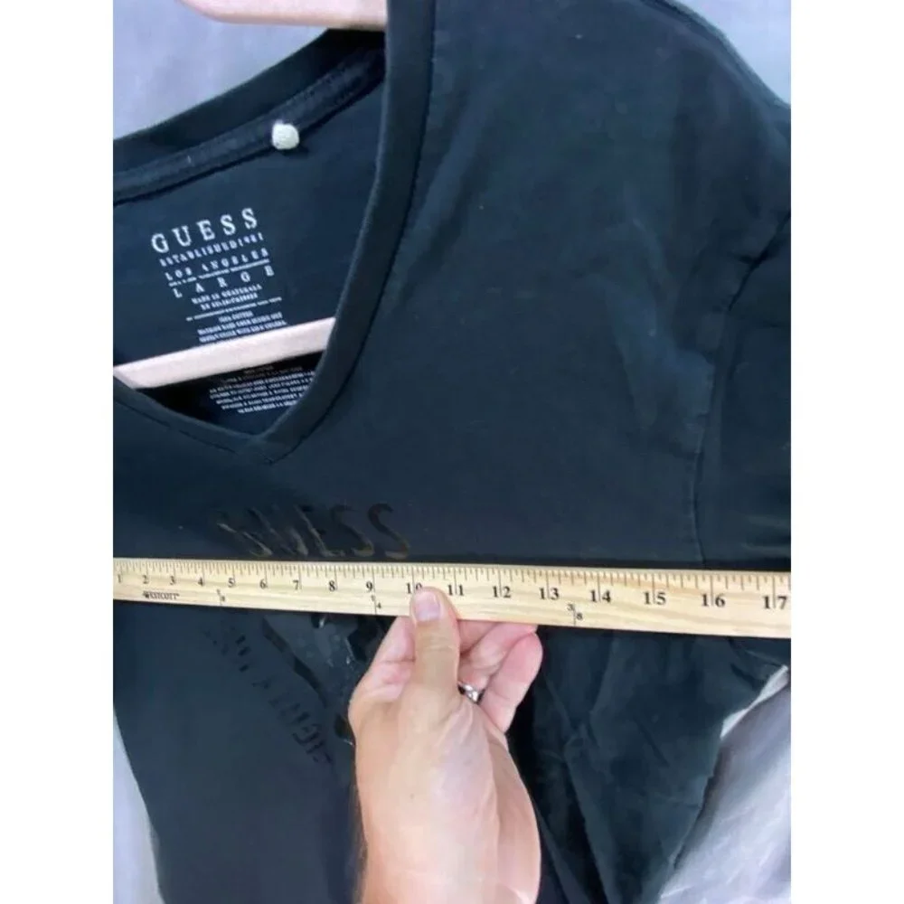 Guess Shirt Boys Large Black Logo Short‎ Sleeve Pullover Tee Youth.